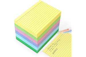 ANSTEEP 600PCS Flash Cards, A6 Revision Cards Coloured Index Card Assorted Colours Record Prompt Flashcards Ruled Notecards for Office School Learning Speech University Essentials