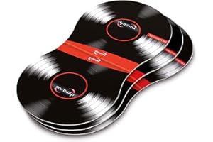 Dynavox Schallplatten-Halter, Greifhilfe zum Auflegen und Halten von Vinyl-Schallplatten, 4er-Set aus Karton mit Filz-Innenseite in Schwarz