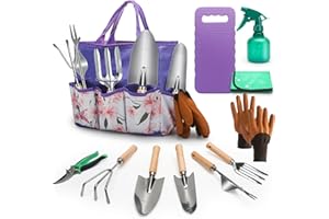 OHIFAN Gardening Tools,11 Pieces Gardening Hand Tool Gift Kit,Stainless Steel Gardening Gifts for Women & Men with Heavy Duty Tool Bag for Easy Storage