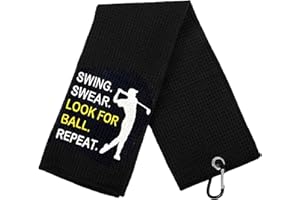 Pence & Moon Collective Golf Towel - Funny Black Towel for Men, Retirement & Golfer Gifts Golf Gifts for Men Grandpa Dad - Microfiber Waffle Design - 23.62 * 15.74Cinch/60 * 40cm