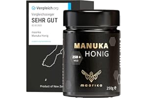 ‎MAORIKA maorika - Manuka Honig 250 MGO + 250g im Glas (lichtundurchlässig, kein Plastik) - laborgeprüft, zertifiziert aus Neuseeland