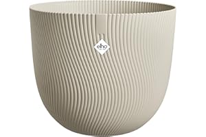 Elho Sereh Round 40 - Maceteros Decorativos - Interior & Exterior - 100% Plástico Reciclado - Ø 39.0 x H 33.3 cm - Beige/Beige Seta