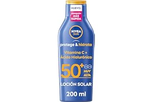 NIVEA SUN Protege & Hidrata - Leche Solar FP50+ - Protector Solar Corporal - Protección UVA/UVB - Loción Resistente al Agua - Hidratación 48h - Con Pantenol y Glicerina - Todo Tipo de Piel - 200 ml