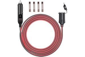 RUNCCI-YUN Zapalniczka samochodowa, gniazdo zapalniczki samochodowej 12 V/24 V DC, uniwersalny adapter do zapalniczki, z bezpiecznikiem 10A/15A, wodoodporny, do statków, samochodów, motocykli (kabel