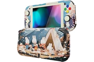 Playvital ZealProtect Hülle für Nintendo Switch Lite,Case Hülle Schutzhülle Tasche Zubehör,Ergonomische Grip Joycon mit Schutzfolie&Joystick-/Tasten-Kappen für Switch Lite(Camping Häschen)