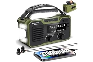 SENTASI Radio Solar De Emergencia 27000 Mah, RadioEmergencia FM/Am, RadioManivelaSolar con Alarma SOS y Lámpara,Radios y A Pilas Puede Cargar un Teléfono Móvil Y Reproducir por Bluetooth (Verde)