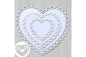 FCLILY@JJ 4pcs/Set Lace Heart Shape Metal Die Cuts, Wedding Invitation Card Love Flower Cutting Dies Cut Stencils for DIY Scrapbooking Album Decorative Embossing Paper Dies Card Making