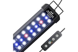 Pawfly 11W Aquarium LED Light for 30 to 45 cm Extendable Fish Tank Light with Full Spectrum Brilliant White Blue Red Lights with Daytime & Night Modes Timer Auto On/Off Adjustable Brightness