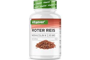 ‎VIT4EVER Roter Reis Extrakt - 365 Kapseln mit 2,95mg Monacolin K + Traubenkernpulver + L-Leucin – Ohne unerwünschte, hochdosiert, vegan