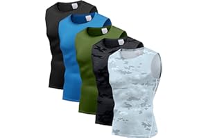 Holure Lot de 5 débardeurs de compression pour homme - T-shirt athlétique - Pour fitness, bodybuilding
