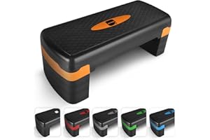 KAYMAN Exercise Steps with Adjustable 4 Step Level Heights (10,25 cm), Fitness Stepper for Home & Gym, Suited for Aerobic Steps, Cardio, Weights, Yoga, DVD Workout, 115kg Max Capacity