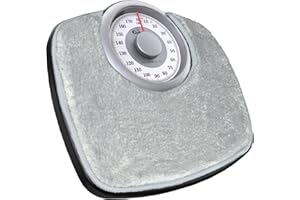 Adamson A25 - Báscula de Baño Analógica - Hasta 180 KG - Números Grandes Y Base Antideslizante - Balanzas Para Baño de Altaprecisión - 20 años de Garantía - Para Casa, Dormitorio- Alfombra gris
