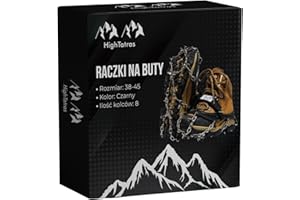 HighTatras Raczki na buty- 8 lub 18 stalowych zębów,Górskie Nakładki na Buty do Zimowych Wędrówek, Biegania, Trekkingu Rozmiar M/L/XL Spacery