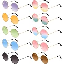 Lot De 10 Paires De Lunettes De Soleil Rondes Hippie Multicolores - Blulu - Neuf