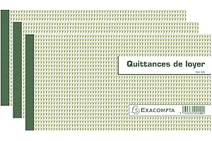 EXACOMPTA Lot de 3 Carnets à souche "Quittances de loyer" 135 x 185 mm 50 Feuillets