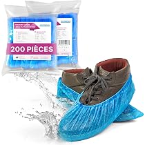 100 Surchaussures Jetables Imperméables Bleues - Élastique Ajustable Pour Protection