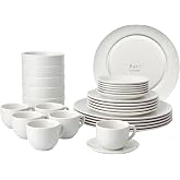 Bayt Complete Dinnerware Set 6 People, 30 Pieces White Porcelain with Mugs | Dinner plates, dessert plates, bowls, cups and s