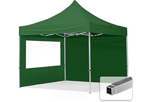 TOOLPORT Gazebo Pieghevole Giardino 3x3m - 2 Laterali Alluminio Telo Idrorepellente Padiglione Mercati Sagre Verde