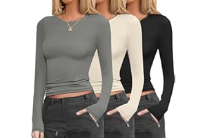 Ekouaer Thermal Maglia Termica Donna Intimo Manica Lunga Scollo Rotondo Base Layer 3pcs, S-XXL