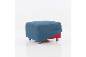 MAXIFUNDAS FUNDAS DE SOFA & CHAISE LONGUE MAXIFUNDAS - Funda de Puff RELIVE Celeste. Válido para Puffs de 40 a 60 cm Cada Lado