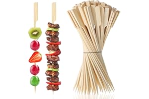 JIYIN 20cm Grillstäbchen, 100 Stück lang Bambusspieße Bambus-Spieße Holzspieße Fingerfood-Spieße Lagerfeuer Spieße buffet zubehör Bambusstäbe Spieße zum Grillen Schaschlikspieße für Obst Grills