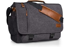 Estarer Torba na ramię/torba na laptopa 14/15,6-17/17,3 cala do pracy, na uczelnię, z płótna, szara