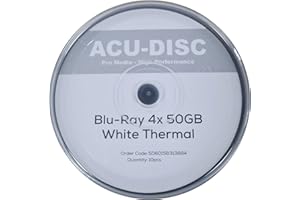 10 Pack ACU-DISC BD-R DL 4x 50GB White Thermal Blu-Ray A-Grade
