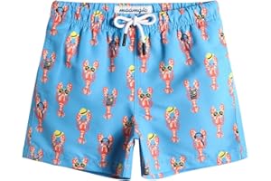 MaaMgic Little Boys' Beach Trunk Toddler Swim Shorts Animal Patterned Boardshorts Lightweight Beach Shorts Adjustable Waist Great for All Ages