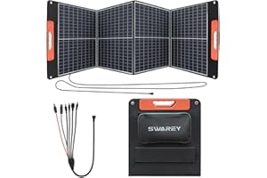 SWAREY Panel Solar 100W ETFE Monocristalino con 19.8V DC/USB/QC 3.0/Tipo C PD 60W, Cargador Solar Plegable para Generadores Camper Caravana Jardín (100W-PRO)