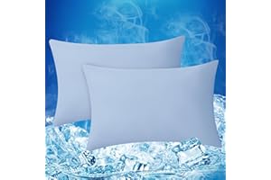 ‎ATSENSE ATsense Kühlender Kissenbezug 40 x 80 cm 2er Set, Blau Kopfkissenbezug, Superweicher Atmungsaktiv Kühlfaser Kissenhülle Schont Haut und Haar, 100% Lyocell-Kissenbezüge mit Reißverschluss