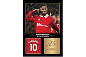 Icons Wall Art Photo imprimée signée de Marcus Rashford A4 - Cadeau pour les fans de football - Reproduction numérique - Sans cadre