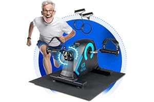 GUBA - 2 in1 Basic Pedaltrainer [TESTSIEGER] mit Anti-Rutsch-Matte und Widerstandsbänder | Beintrainer für Zuhause [inkl. Befestigungsband] | Heimtrainer Fahrrad für Senioren | Mini Bike