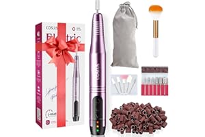 COSLUS Torno para Uñas, Kit de Manicura y Pedicura Eléctrico Profesional, 20000RPM Lima Electrica Uñas con 45 Equipos, Lima Uñas USB con Brocas de Cerámica, 3 Velocidad Ajustable, Set de Manicura
