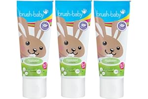 ‎BRUSH-BABY brush-baby Apfelminz-Zahnpasta für Babys und Kleinkinder | Stufe 2 – Erste Zähne | 0–36 Monate (Packung mit 3 x 50-ml-Röhrchen)