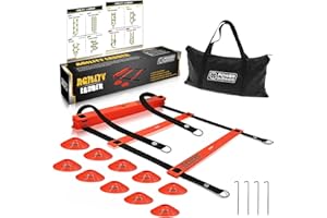 POWER GUIDANCE Échelle de Rythme Entrainement Football 12 Feuilles avec 10 Cônes (6M) avec Sac de Transport