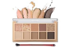 Erinde 10 Colors Eyeshadow Palette Makeup, Matte Shimmer Glitter Eye Makeup Palette, High Pigmented, Naturing-Looking, Blendable Long Lasting Eye Makeup Palette, Travel Size Makeup Pallet (02#Sunset)