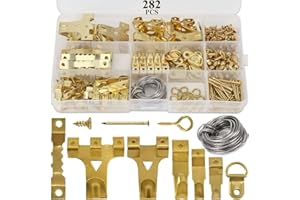 HAUSPROFI 282pcs Picture Hooks for Hard Walls, Picture Hanging Kit for Picture Frame Fixing, Assorted Picture Hanger Set with 62 Steel Hooks, 30 Sawtooth Hangers, D-Ring, Steel Wire, Nails, Screws