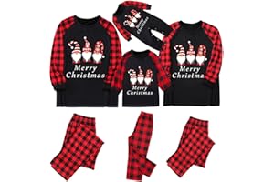Briskorry Familie Weihnachten Pyjamas Set Schlafanzug Weihnachtsmotiv Nachtwäsche Weihnachten Drucken Ganzkörperanzug Bequem Hausanzug Festlicher Weihnachtskleidung Elfe Reindeer Schneemann