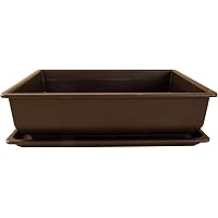 Bonsaischale aus Kunststoff mit dunkelbraunen Untersetzer Länge: 34cm - Breite: 26cm - Höhe: 9cm eckige Form