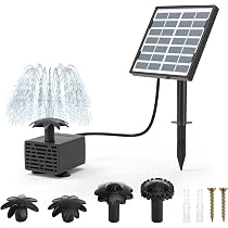 Pompe Solaire Bassin 3.5W – Fontaine Solaire Avec 5 Buses, Câble 3m – Pour Jardin, étang, Bain D'oiseaux, Aquarium