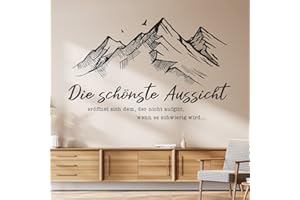 ‎DESIGNSCAPE DESIGNSCAPE® Wandtattoo Die schönste Aussicht mit Bergen | Sprichwort mit Gebirgsmotiv | Farbe: schwarz | Größe: mittel (100 x 64 cm)