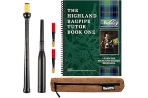 FRAZER WARNOCK AND BAREFOOT BAGPIPER Frazer Warnock Standard Bagpipe Practice Chanter, The Piping Center of Scotland Tutor Book for Highland Bagpipes, 2 Quality Reeds, Breathable Case and Reed Tube Bundle