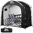 Happy Travel Bike Storage Shed Tent, Waterproof Portable Bicycle Cover with 30% More Top Storage Space for 2/3/4/5 Bikes,Clips Easy Setup Outdoor Sheds Shelter for Motorcycle, Garden Tools, Lawn Mower