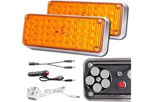 ROUTEKING Upgraded Wireless Strobe Flashing Lights - 2x42LED Magnetic Hazard Warning Light for Trucks Vehicles, Rechargeable Portable Wireless Trailer Tow Beacon Emergency Light (Amber)