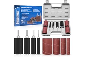 VIBRATITE Lot de 20 manchons abrasifs - Lot de 20 rouleaux abrasifs en caoutchouc - Grain 80 et 120 - Manchons de bande abrasive avec boîte à outils pour perceuses, ponceuses à broche