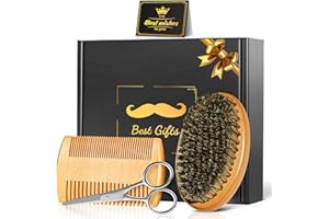 Stocking Fillers for Men, Christmas Gifts for Men Him, Birthday Valentines Gifts for Him Mens Dad Husband Boyfriend, Linkax Beard Brush Grooming Kit with Comb Scissors, Grandad Daddy Xmas Presents