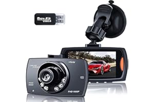 ADINAS Caméra Embarquée Voiture 1080P FHD,Caméra de Voiture Grand Angle de 170°,Dashcam Voiture LCD Screen Night Vision Motion Detection,Enregistrement en Boucle,24H Mode Parking,G-Capteur,WDR (Black)