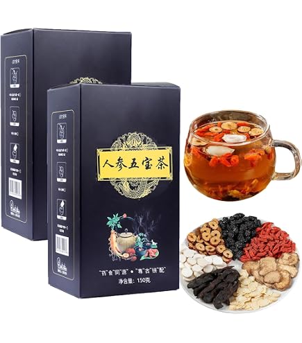 Natural Formula Ginseng Five Treasure Tea, Kidney Tea Chinese Herbal Tea for Men