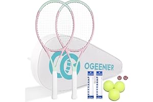 OGEENIER 27 Inch Tennis Racket Set for Adults, Pre Strung Tennis Rackets for Beginners
