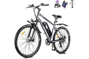TWOFISH Electric Bike for Adults, 26" Electric Mountain Bike with 36V 15Ah Battery and 250W Motor, 100KM Max Range, 7-Speed E Bike with LED Display, Disc Brakes, Cruise Control, TF-1
